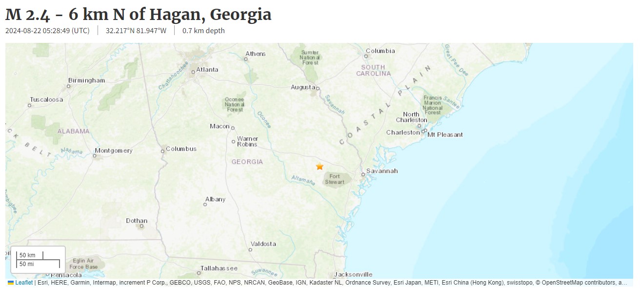 Tembló cerca de Statesboro durante la madrugada de hoy