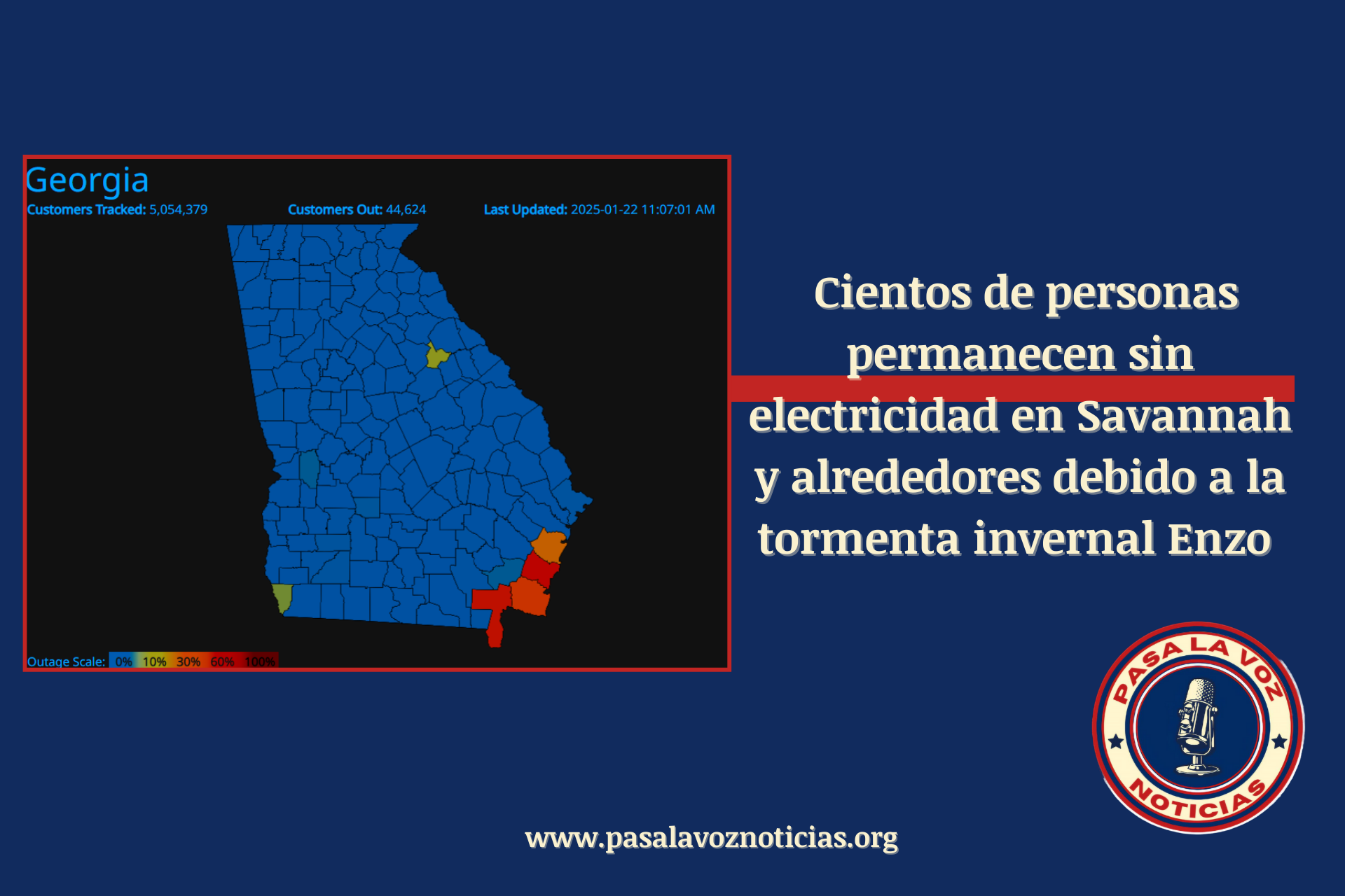 Cientos de personas permanecen sin electricidad en Savannah y alrededores debido a la tormenta invernal Enzo