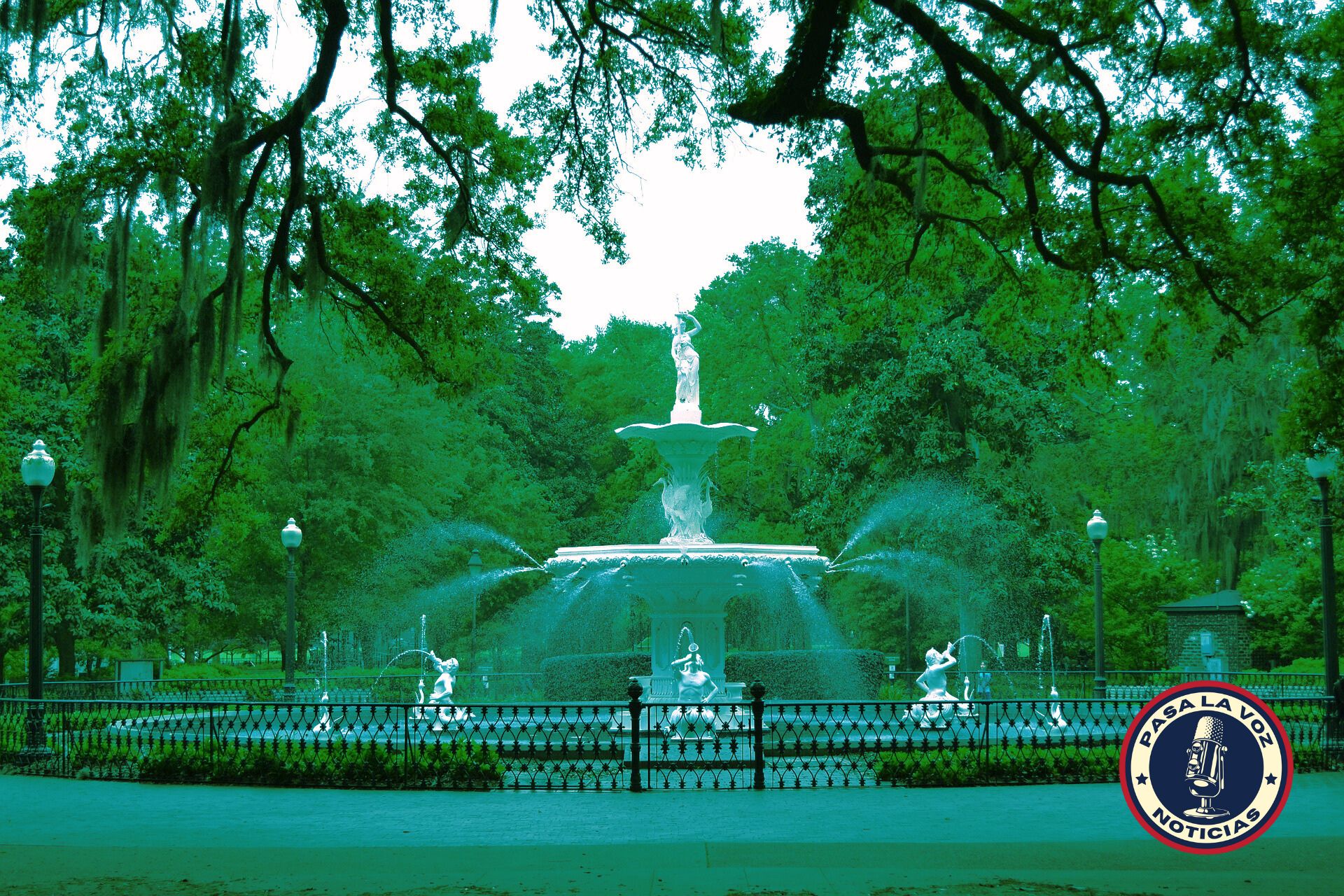 Hoy #viernes la fuente del Parque Forsyth se viste de verde para darle inicio a las actividades festivas de #stpatricksday
