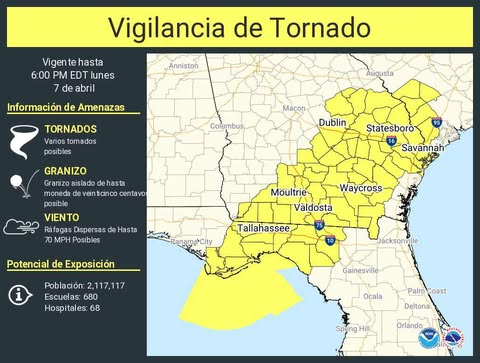 vigilancia de tornado georgia miami carolina del sur
