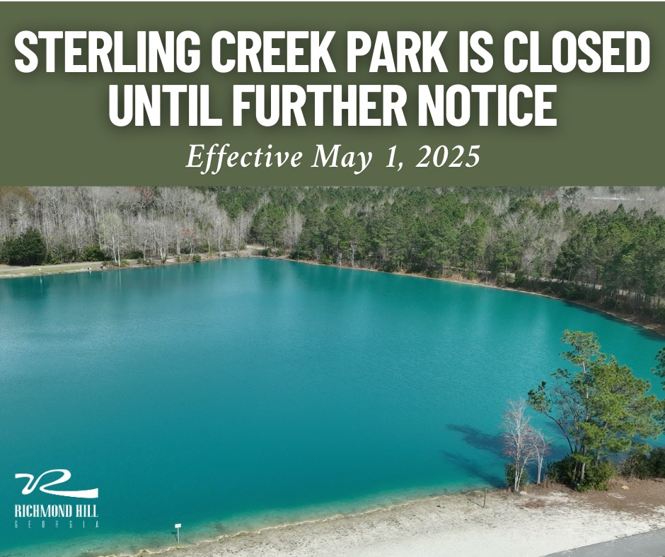 sterlin creek park closed from may 1 until further notice