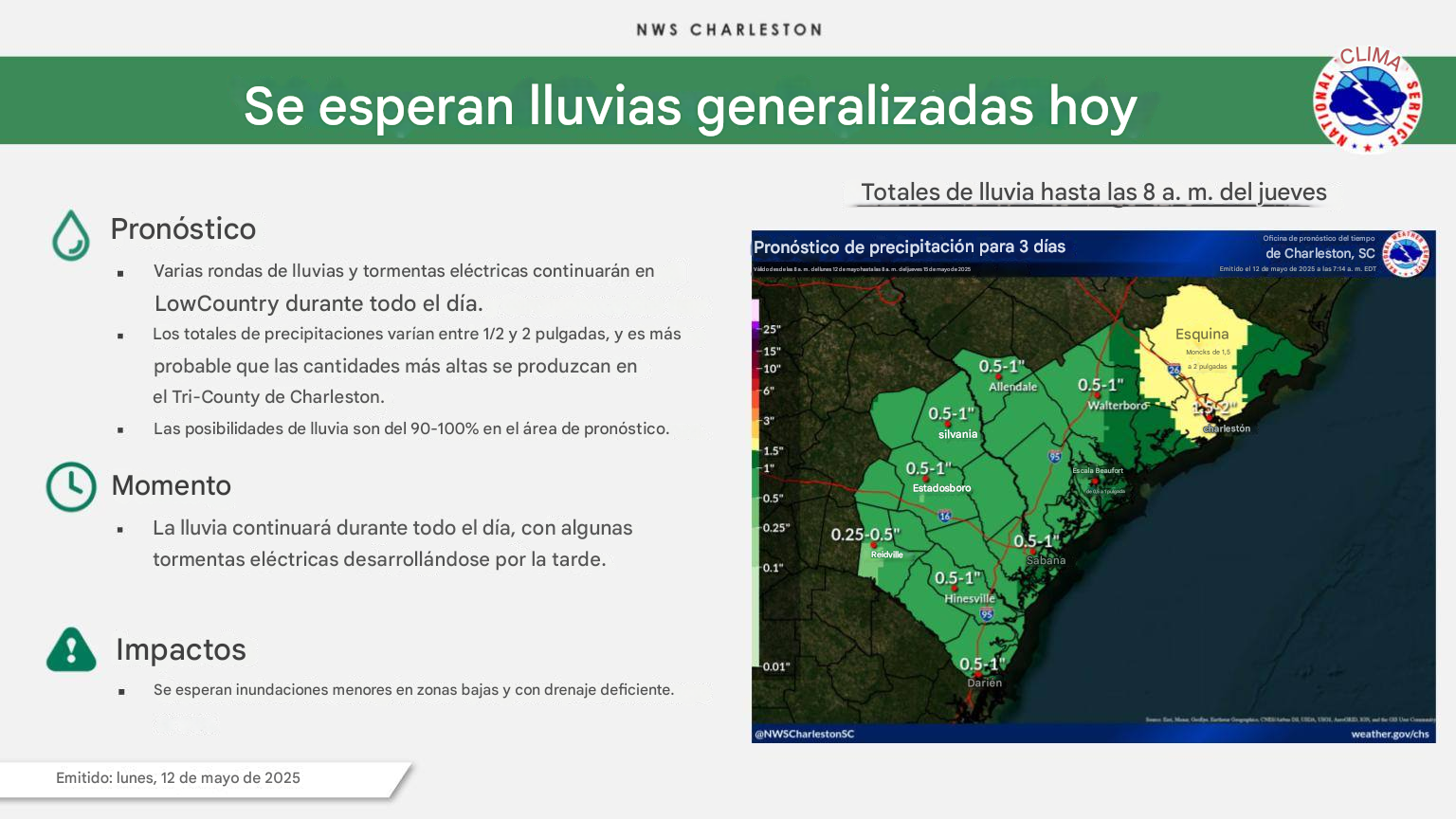 hazardous weather alert lluvias tormentas eléctricas savannah
