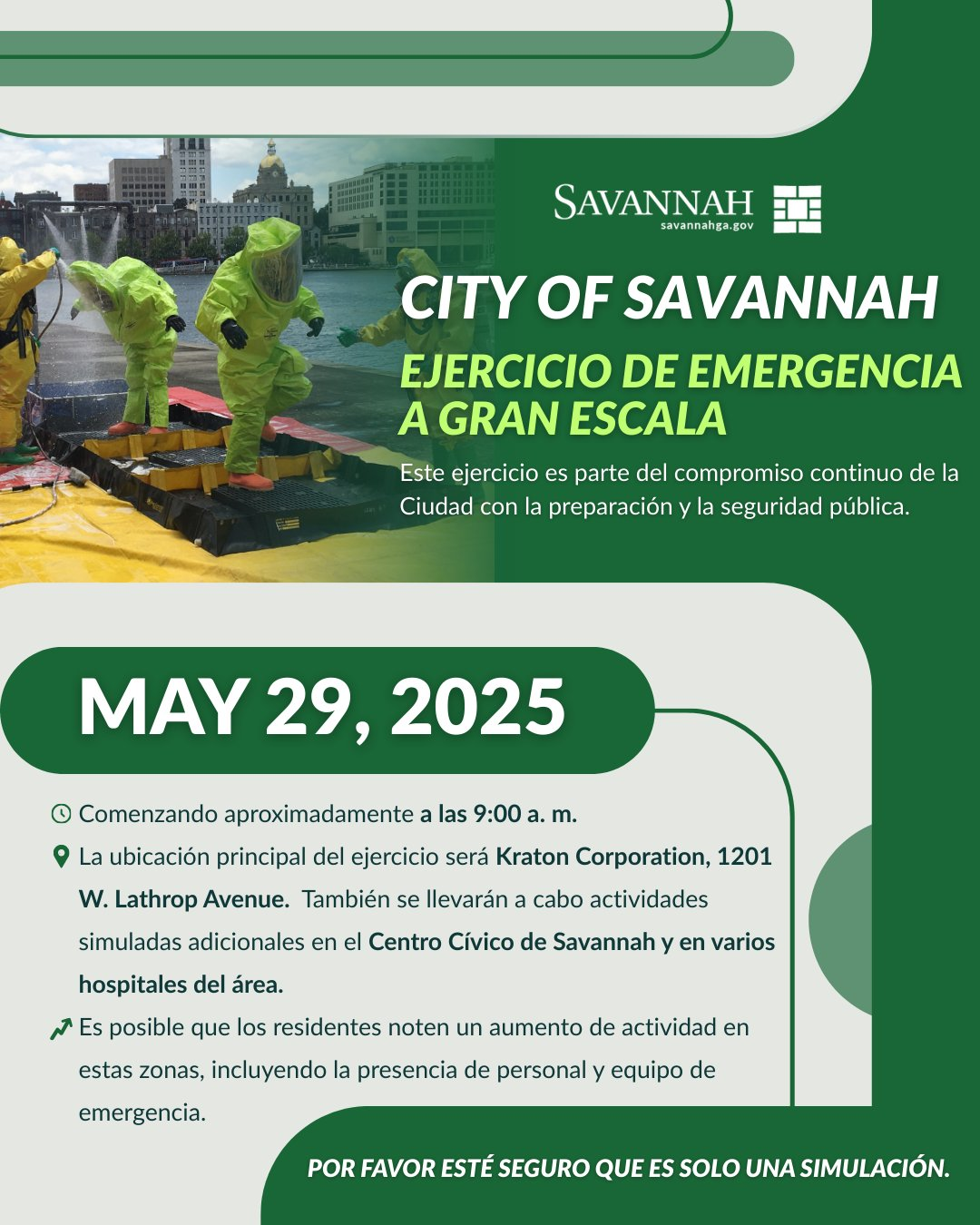 simulacro de emergencia savannah