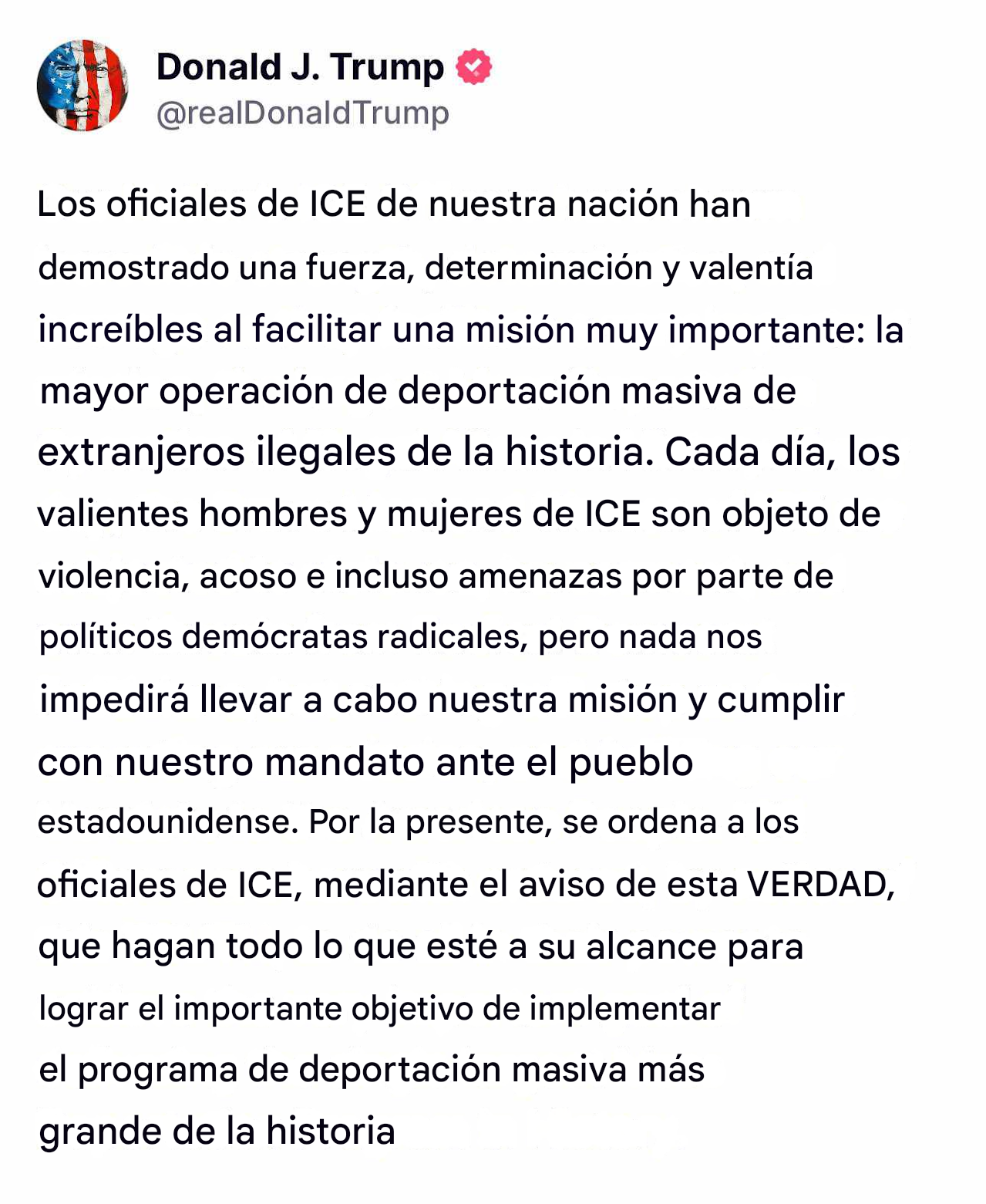 trump truth social deportation programa de deportación